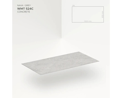 Šedá podlahová dlaždice vzhled betonu, 1200 x 600 milimetrů