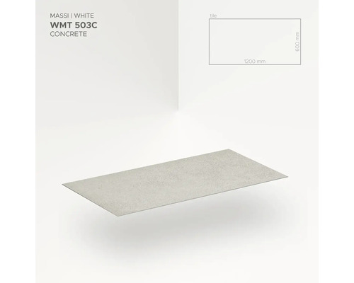 MASSI White WMT 503C betonová dlaždice, 1200 x 600 mm