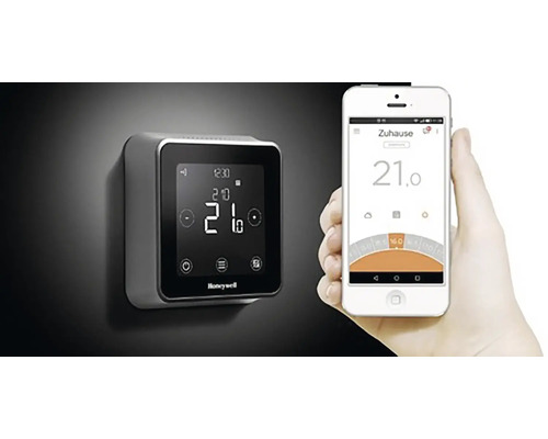 Digitální pokojový termostat s ovládáním přes smartphone a logem Honeywell