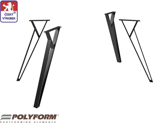 Čtyři černé ocelové nohy stolu