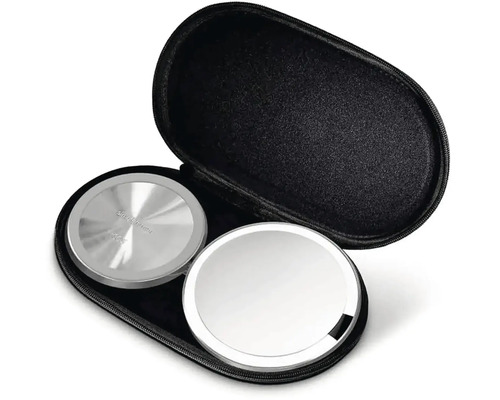 Dvě kulatá zrcadla v černém pouzdře na zip