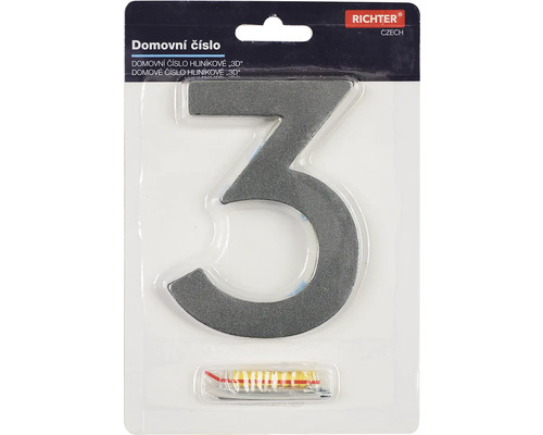 Hliníkové číslo domu Tři v obalu
