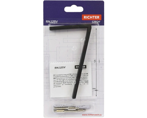 Instalační sada Richter Czech RN.125V s šestihranným klíčem a montážním materiálem v balení