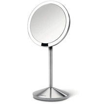 Kulaté kosmetické zrcadlo s osvětlením a podstavcem