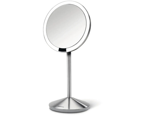 Kulaté kosmetické zrcadlo s osvětlením a podstavcem