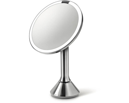 Kulaté kosmetické zrcadlo s osvětlením na podstavci