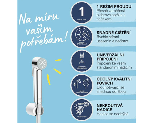 Přehled vlastností produktu bidetové spršky