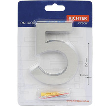 Číslo domu 5 z nerezové oceli, výška 100 mm