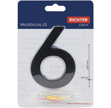 Číslo domu 6 z hliníku, výška 100 mm