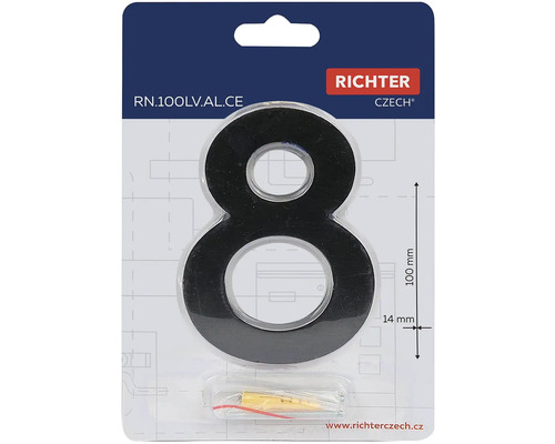 Domovní číslo 8 z kovu, výška 100 mm