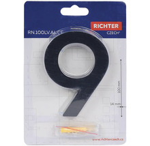 Číslo domu Devět z hliníku, výška 100 mm, včetně montážního materiálu