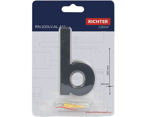 Richter Czech domovní číslo písmeno b, výška 100 mm