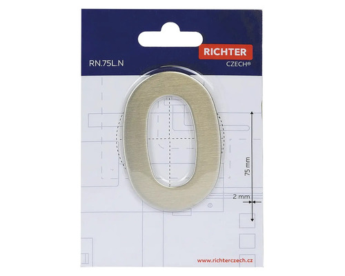 Číslo domu nula z kovu, vysoké 75 milimetrů