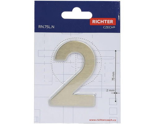 Domovní číslo Dva z kovu, výška 75 milimetrů