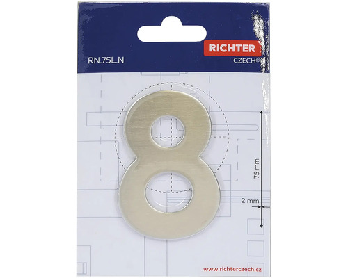 Domovní číslo 8 z kovu, výška 75 mm