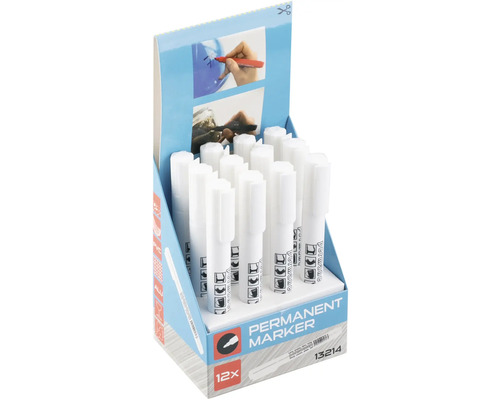 Balení dvanácti bílých permanentních fixů