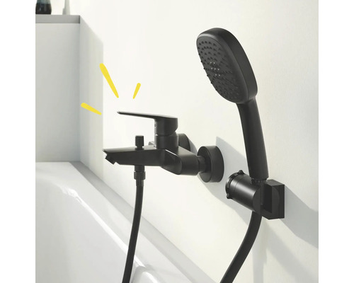 Černá vanová baterie s ruční sprchou