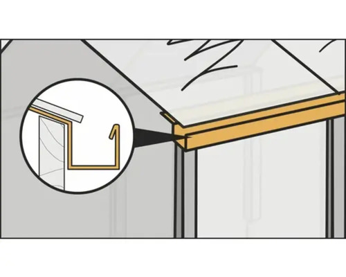 Detail konstrukce skleníku s okapem