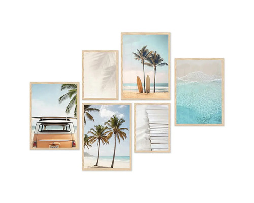 Sada pěti rámovaných motivů pláže