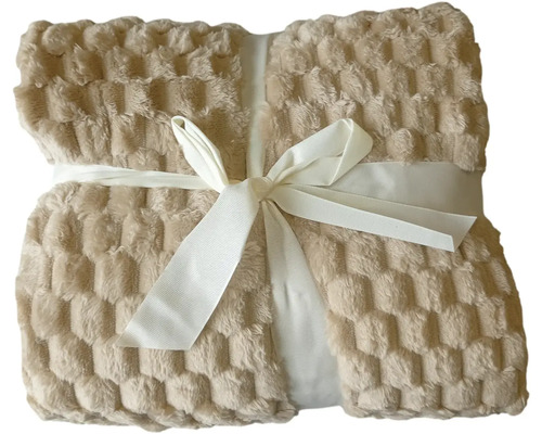 Béžová plyšová deka s mašlí