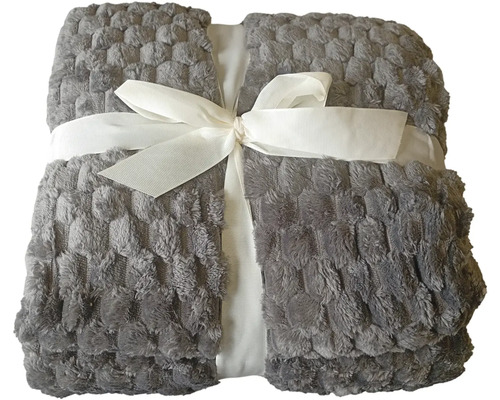 Šedá plyšová deka s mašlí