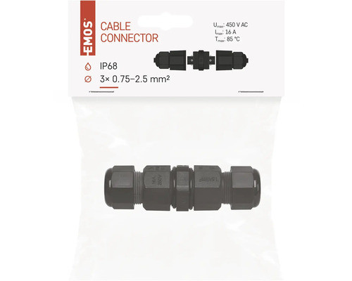 Kabelová spojka Emos v balení, stupeň krytí IP68, 3žilová, 0,75 až 2,5 mm2