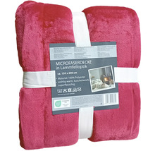 Růžová deka z mikrovlákna vzhled ovčí kožešiny, přibližně 150 x 200 cm