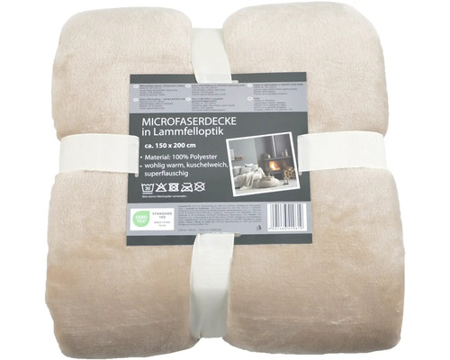 Mikrovláknová deka ve vzhledu jehněčí kožešiny, přibližně 150 x 200 cm