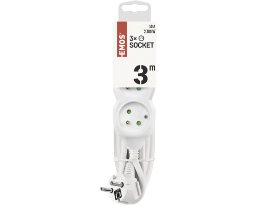 Prodlužovací kabel se třemi zásuvkami, délka 3 metry