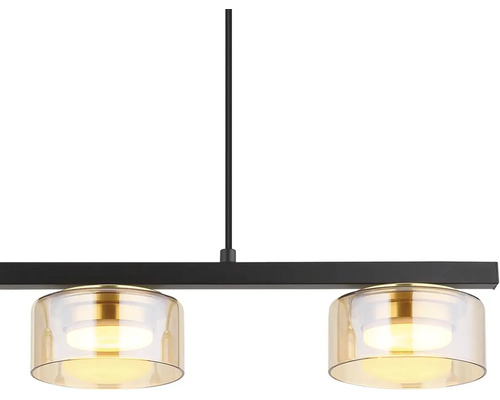 Závěsné svítidlo se dvěma žárovkami a průhlednými skleněnými stínidly