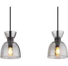 Dvě skleněné závěsné lampy s žárovkami