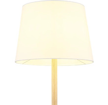 Stojací lampa s lampovým stínidlem a dřevěnou nohou