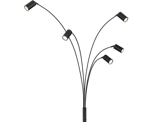Černá stojací lampa s pěti rameny