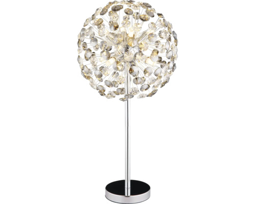 Dekorativní stolní lampa s křišťálovými ozdobami na štíhlém stojanu