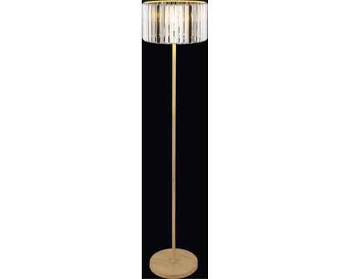 Stojací lampa s křišťálovým stínidlem a dřevěnou nohou