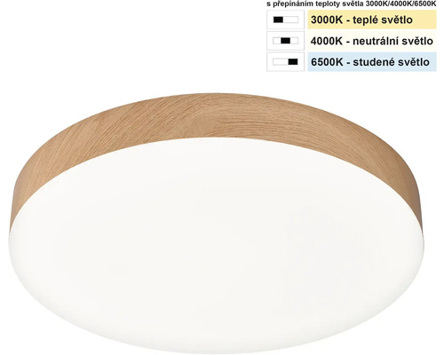Kulaté stropní svítidlo se vzhledem dřeva