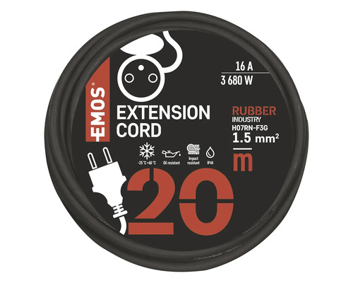 Prodlužovací kabel EMOS, 20 metrů, guma, pro průmysl