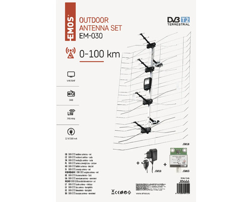 Venkovní anténní sada EMOS DVB-T/T2 pro venkovní použití