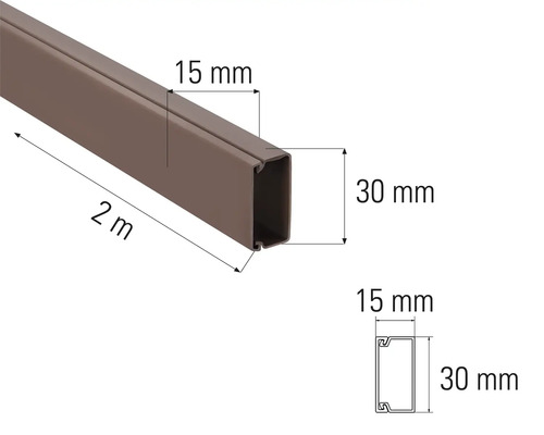 Čtvercová trubka o délce dva metry o rozměrech 15 milimetrů x 30 milimetrů