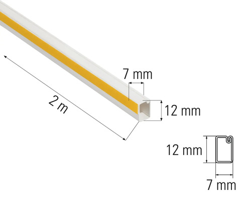 Plastový kabelový kanál, délka 2 metry, s rozměry