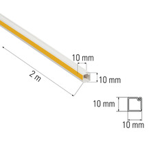 Dva metry dlouhá kabelová lišta o rozměrech deset krát deset milimetrů.