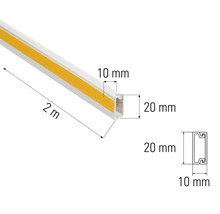 Plastová profilová lišta, délka 2 metry, s rozměry