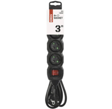Prodlužovací kabel se čtyřmi zásuvkami a délkou kabelu tři metry