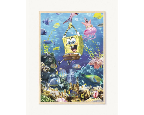 Zarámovaný obraz Spongebob v podmořském světě s rybami a korály