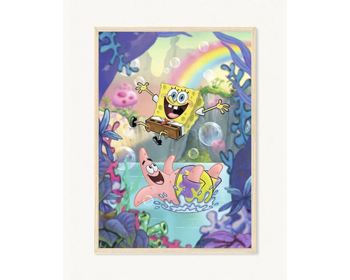 Zarámovaný obrázek se SpongeBobem a Patrikem Hvězdou v podvodním prostředí