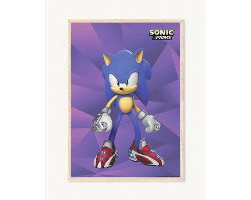 Plakát Sonic Prime s dřevěným rámem