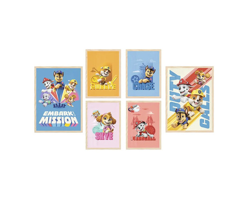 Sada šesti zarámovaných obrázků Tlapkové patroly