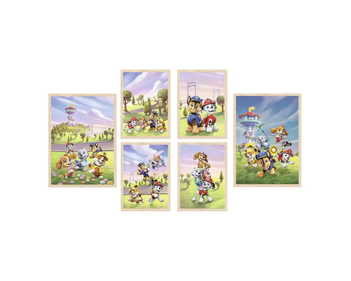 Pět dřevěných rámovaných obrázků Tlapková patrola