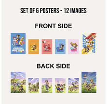 Sada šesti plakátů s motivy Tlapkové patroly, přední a zadní strana