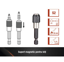 Magnetický držák bitů s technickými specifikacemi